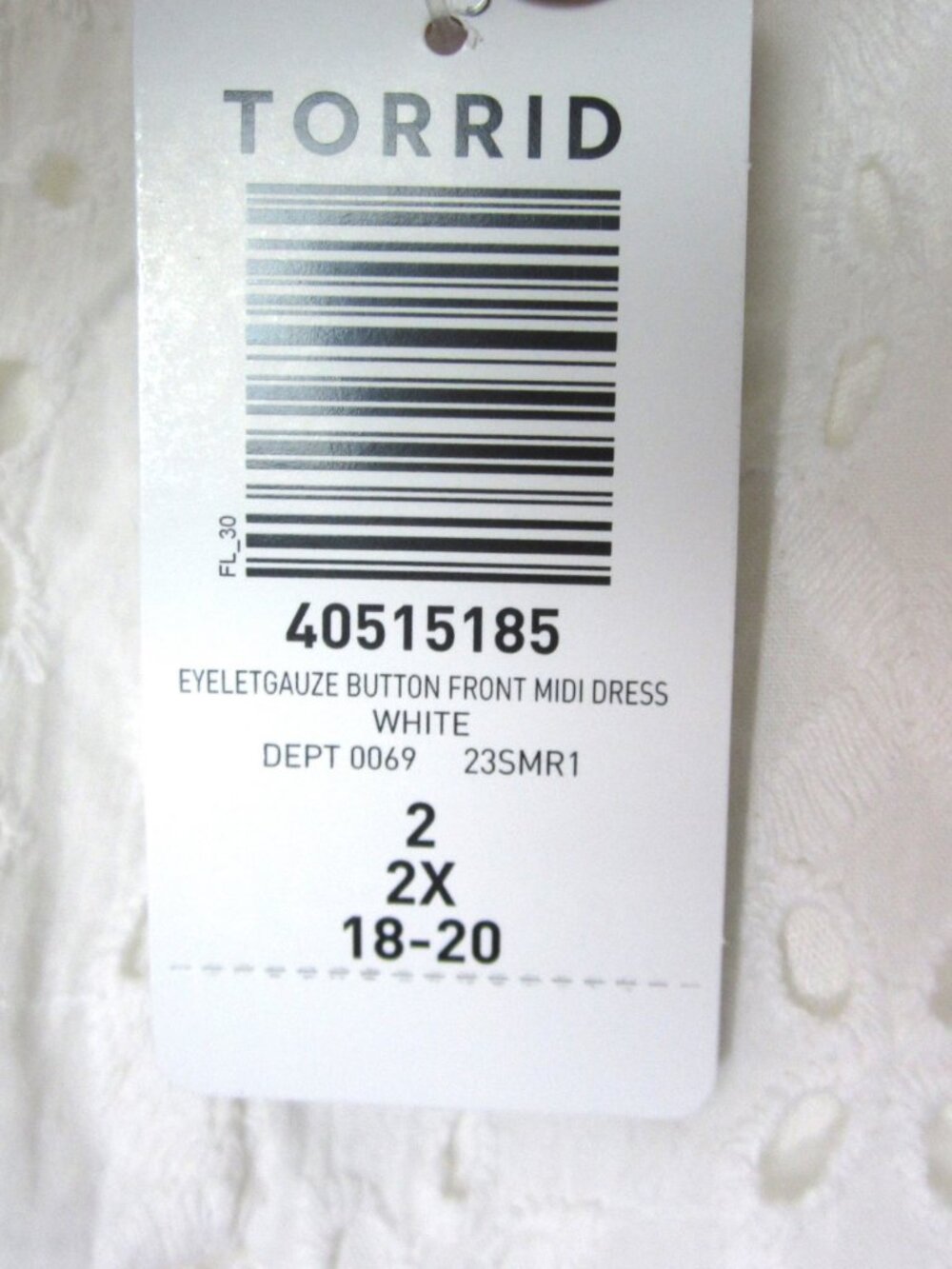 Torrid Size 2 18 20 NEW Spaghetti Strap White Eyelet Midi Dress Cotton Plus 2X - Picture 10 of 14